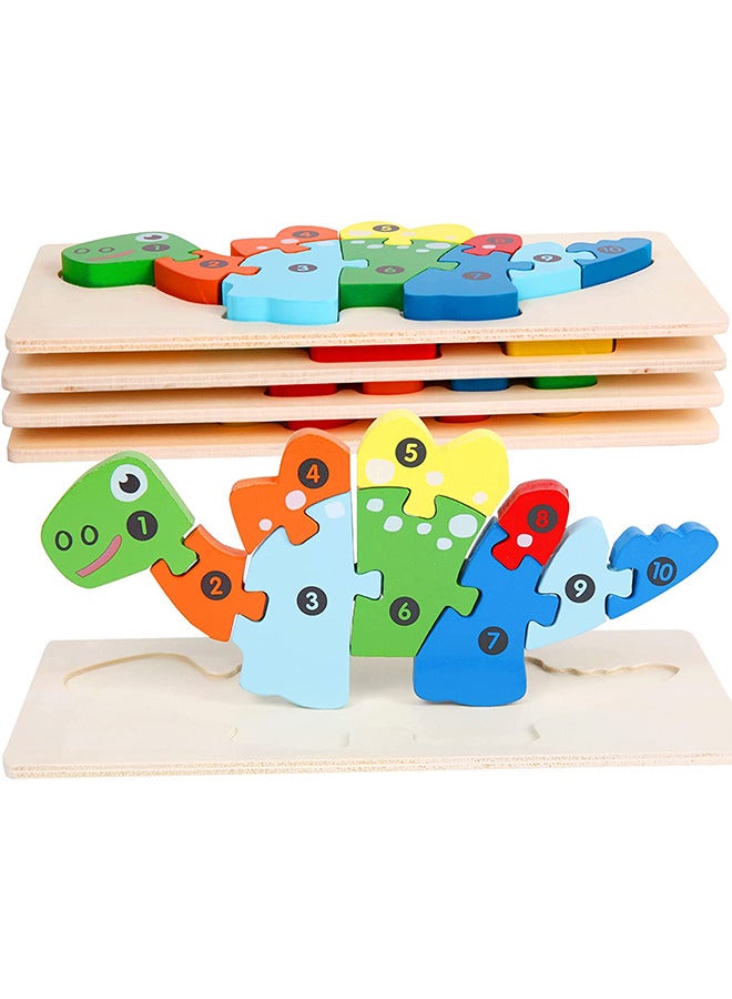 4 Pack Wooden Puzzles Toddler Toys for Kids Ages 2-4, Animals Puzzle for Boys and Girls, Montessori Toys Early Learning Preschool Educational Toys Gift - Image 2